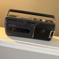 Sony Radio in good shape and runs in C Batteries, don’t know if cassette works.  