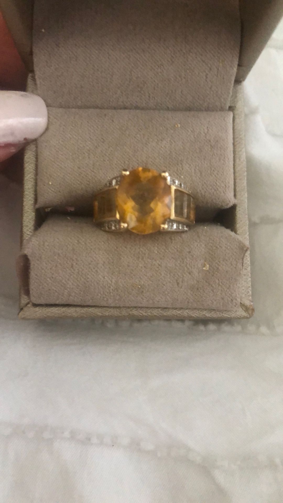 Gold Diamond And Citrine Ring 