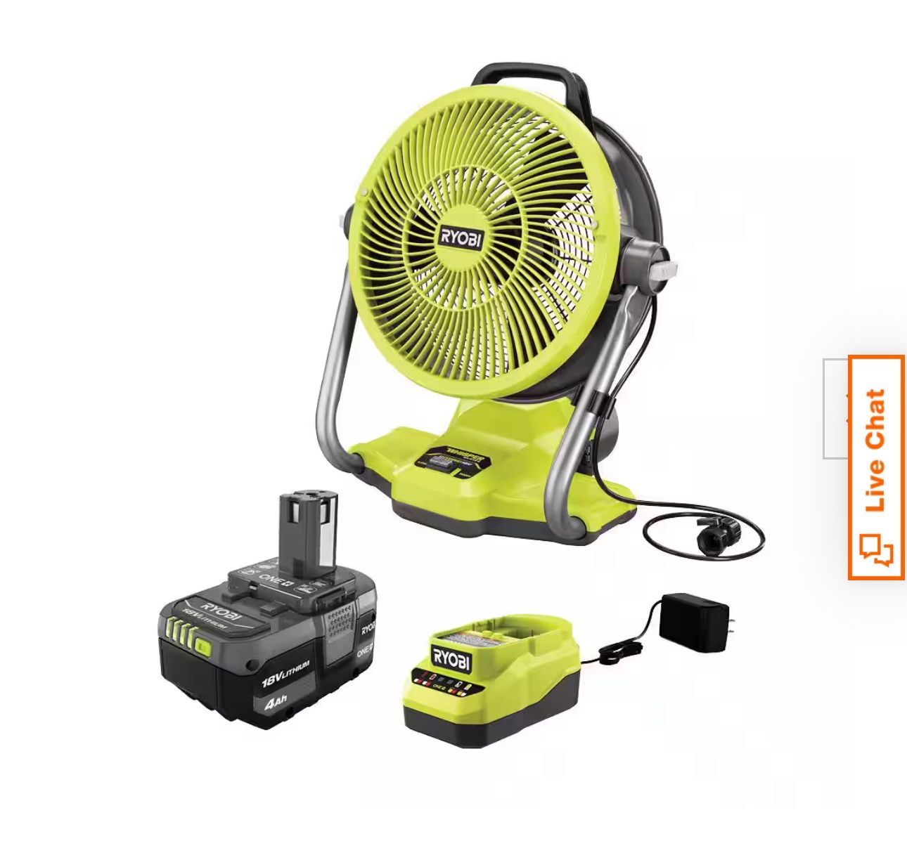 Ryobi Whisper Fan Bundle With Charger