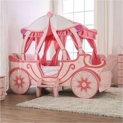 Twin Pink Princess Carriage Bed Frame 