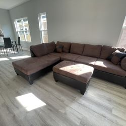 🤎 BRAND NEW BROWN SECTIONAL $595 WITH OTTOMAN! FREE DELIVERY! 🤎  