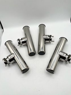 1" - 1.25" Rail Clamp-on Boat Fishing Rod Holders, Stainless Steel, 4 pieces