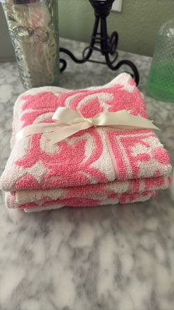Vintage Sears Pink & White Wash Cloths Set 4