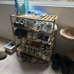4-Tier Bamboo Shoe Rack – Holds 12+ Pairs