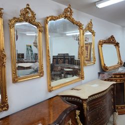 Gilded Rococo Mirrors LOOK UP A set of three ornate Louis XV style gilded mirrors. TIME PERIOD Late 19th Century ORIGIN France ESTIMATED VALUE I