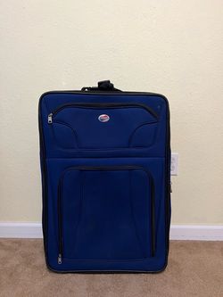 American Tourister Large Blue Rolling Suitcase