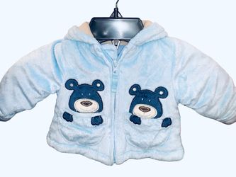 Wippette KIDS Baby Blue Bear Plush Hooded Jacket Size 3/6 Months NWT