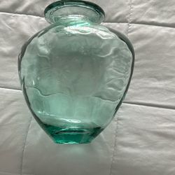 Large Aqua Marine Glass Vase - NEW