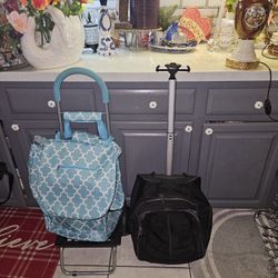 1 SHOPPING BAG ON WHEELS 1 ROLLING BACKPACK  EACH $19 ,firm