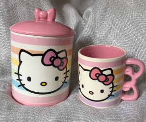 Hello Kitty cookie jar and mug