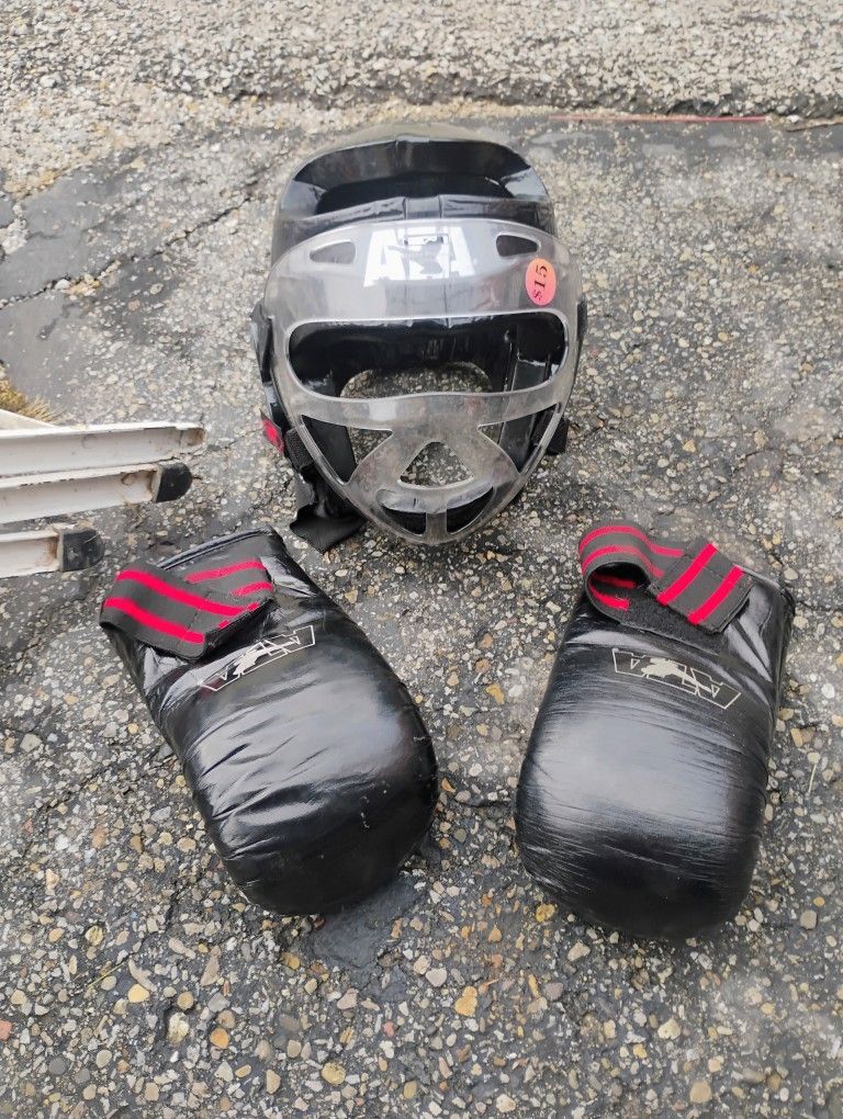 Sparring Set Gloves And Headpiece