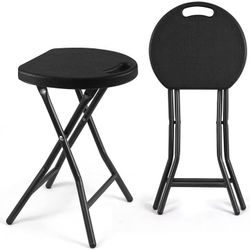 Portable Folding Stool 18.1 inch Set of 2 Heavy Duty Fold up Stool Metal and Plastic Foldable Stool for Adults Kitchen Garden Bathroom Collapsible