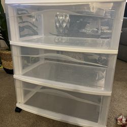 Plastic Storage Cart With 3 Drawers And Wheels 