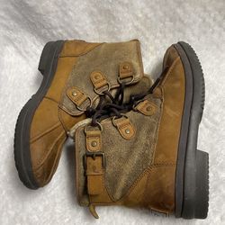 UGG Womens Cecile Duck Boots 7 Brown Waterproof Leather 1007999 Felt Lined