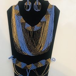 Necklace And Earrings Set , Joyeria Artesanal Mexicana, Jewelry, Hand Made , Huichol Art