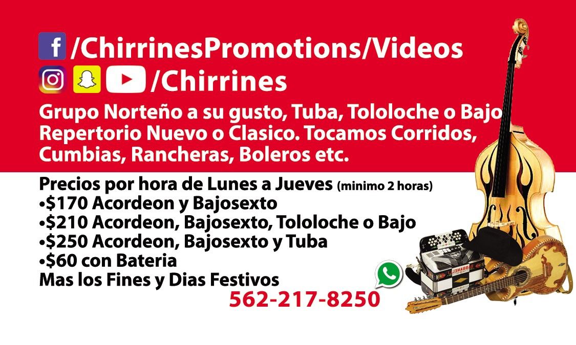 Chirrines Grupo Norteno Conjunto Con Tuba O Tololoche