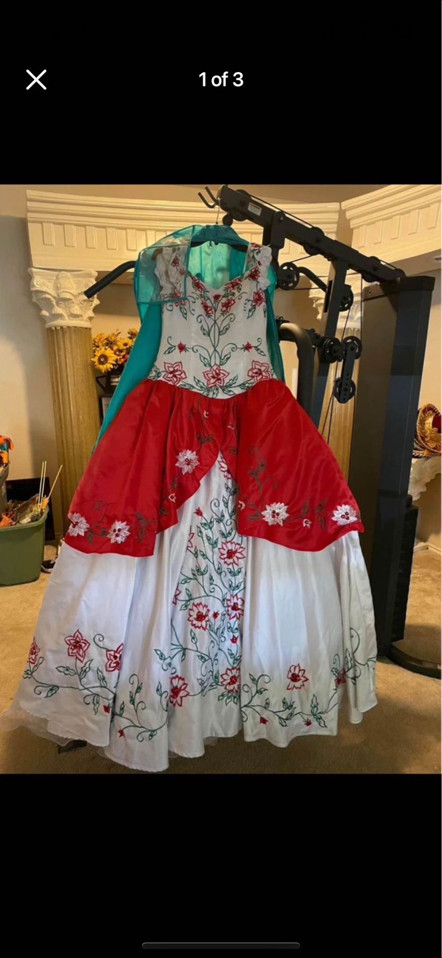 white christmas dresses Floral Lace Charro Quinceanera Dress Emerald Green / 4