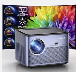 [Auto Focus/Keystone] Android TV Projector 4K with Netflix Built in, VIZONY 800ANSI 5G WiFi Bluetooth Outdoor Projector, FHD Home Movie Projector with
