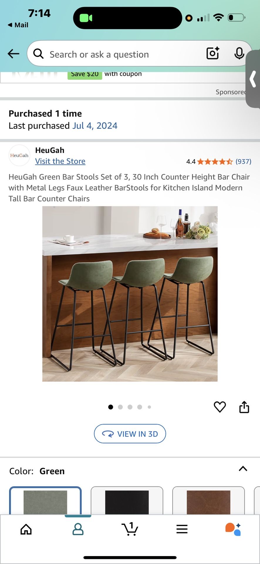 Green bar stools