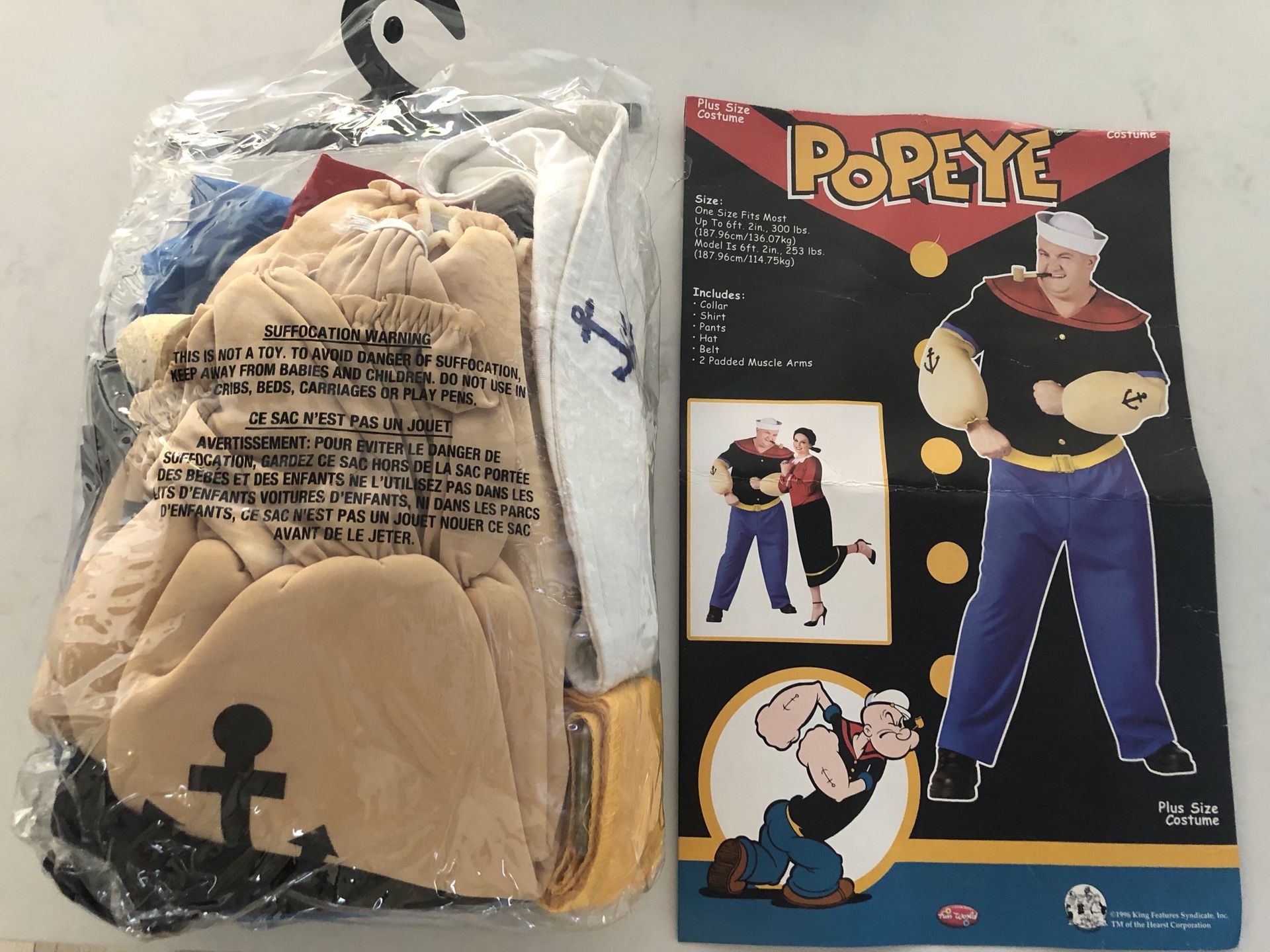 Popeye Costume Xl/Plus size