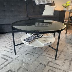 Marble, glass, and metal Coffee Table