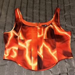 Cali Sunsets Corset Top - Red/Combo