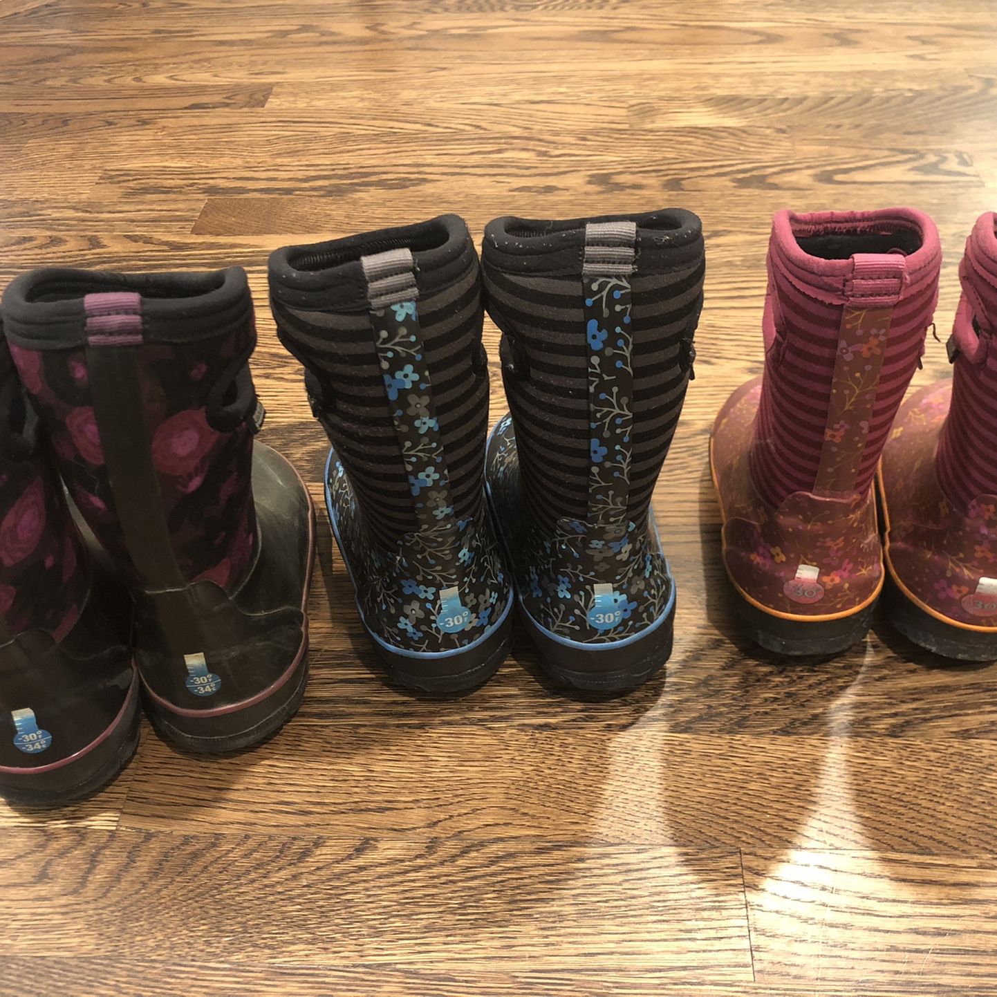 3 Darling Pairs Of Bog Snow/Rain Boots For Kids