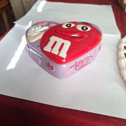M&Ms Ceramic Lavender Heart Shaped Candy Dish