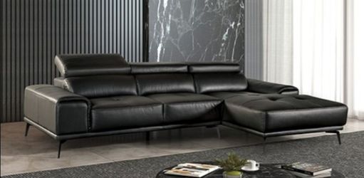 Brand New Black Leather Modern Style Sectional Sofa