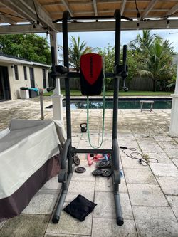 Weider Power Tower Pull Up & Dip Station Multi-Function Workout Station With Cover