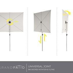 Grand patio Balcony Umbrella, JENA 6x4 FT Outdoor Umbrella, Rectangular Flat Canopy Versatile Patio Shade with 360 Degree Roating Knob for Deck Apartm