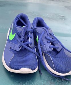 Blue and Green Nike Tennis Shoes