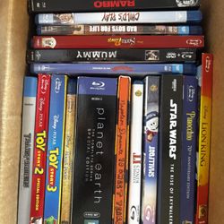 Box of Mixed DVDs and Blu-rays