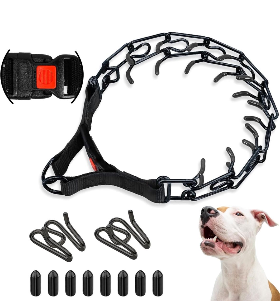 Supet Dog Prong Collar, Adjustable Dog Training Collar with Quick Release Buckle