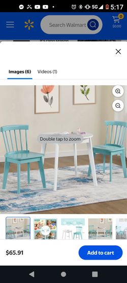 BOUQUETYZ 3-Piece Solid Rubber Wood Kids Table and Chairs Set, Activity Art & Craft Desk for Toddlers 3-8, Natural Finish