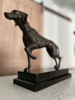 Solid Bronze Pointer Dog Statue 5.5 lbs - Marble Base - Vintage Hunting Dog