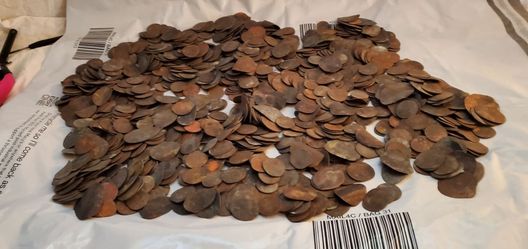 Smashed railroad vintage pennies