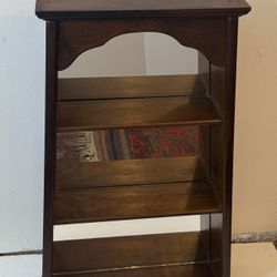 Small Vintage 3 Shelf Display Case with Glass Mirror Back - 17 ½x5x27 