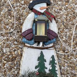 20’  Outdoor Christmas Wooden Snowman- Candle Light Up - Christmas Decor