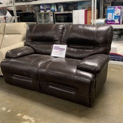 Floor Model Sale Leather Reclining Loveseat 