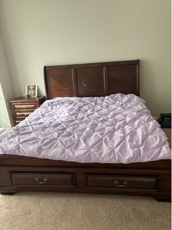 King size storage bed with night stand