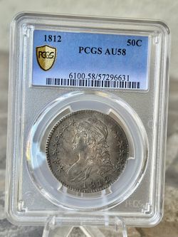 1812 Capped Bust Half Dollar PCGS AU58 Graded Silver Coin 