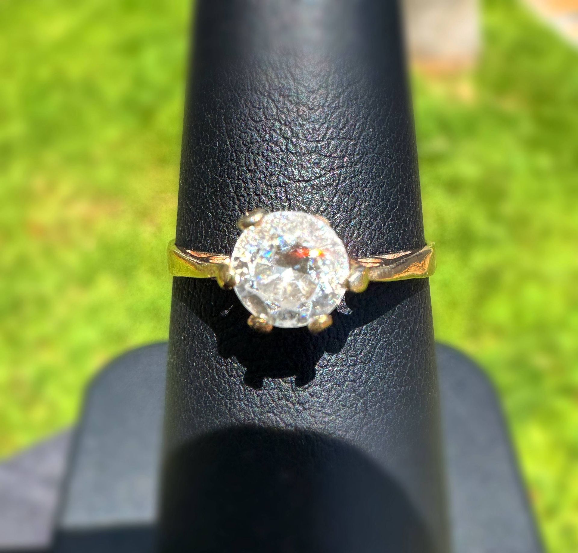 Jewelry 10k solid yellow gold white cz stone 0.70CT ring size 6.25