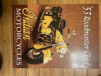 ‘53 Roadmaster Chief Indian Poster W/metal On Back