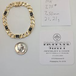 14k Gold Onyx Bracelet