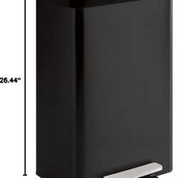 KOHLER 20940-BST 13 Gallon Kitchen Step Trash Can with Foot Pedal, Soft Close Lid, Black Stainless Steel