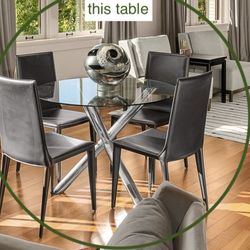 Glass-top Chrome-legged Table