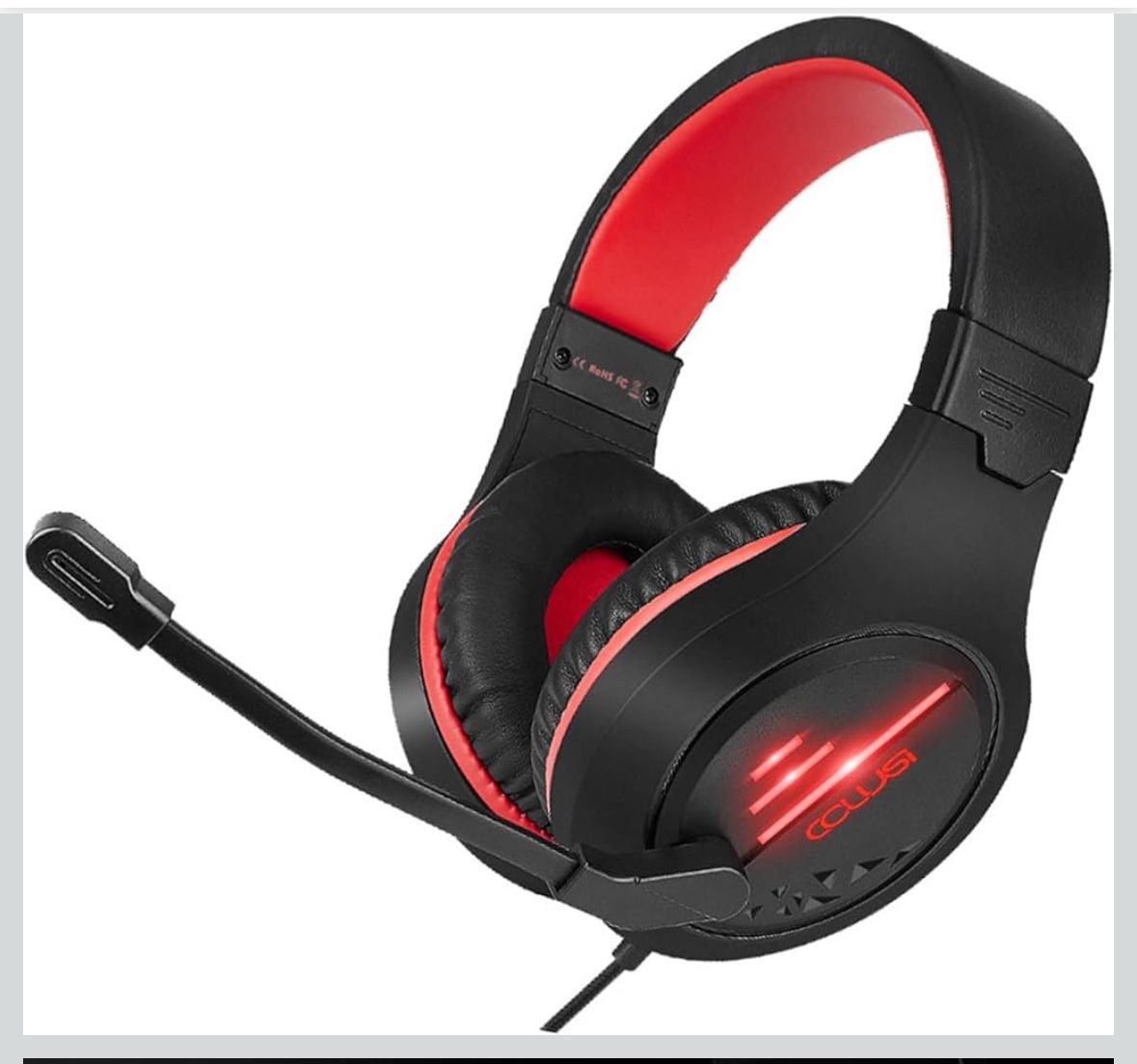 PS4 Gaming Headphone with Microphone for PS5 Xbox Controller Switch-Wired Gaming Headset with 3.5MM Audio Jack for PC Laptop, Mac, Adjustable Headband