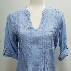 Blue Linen Top S