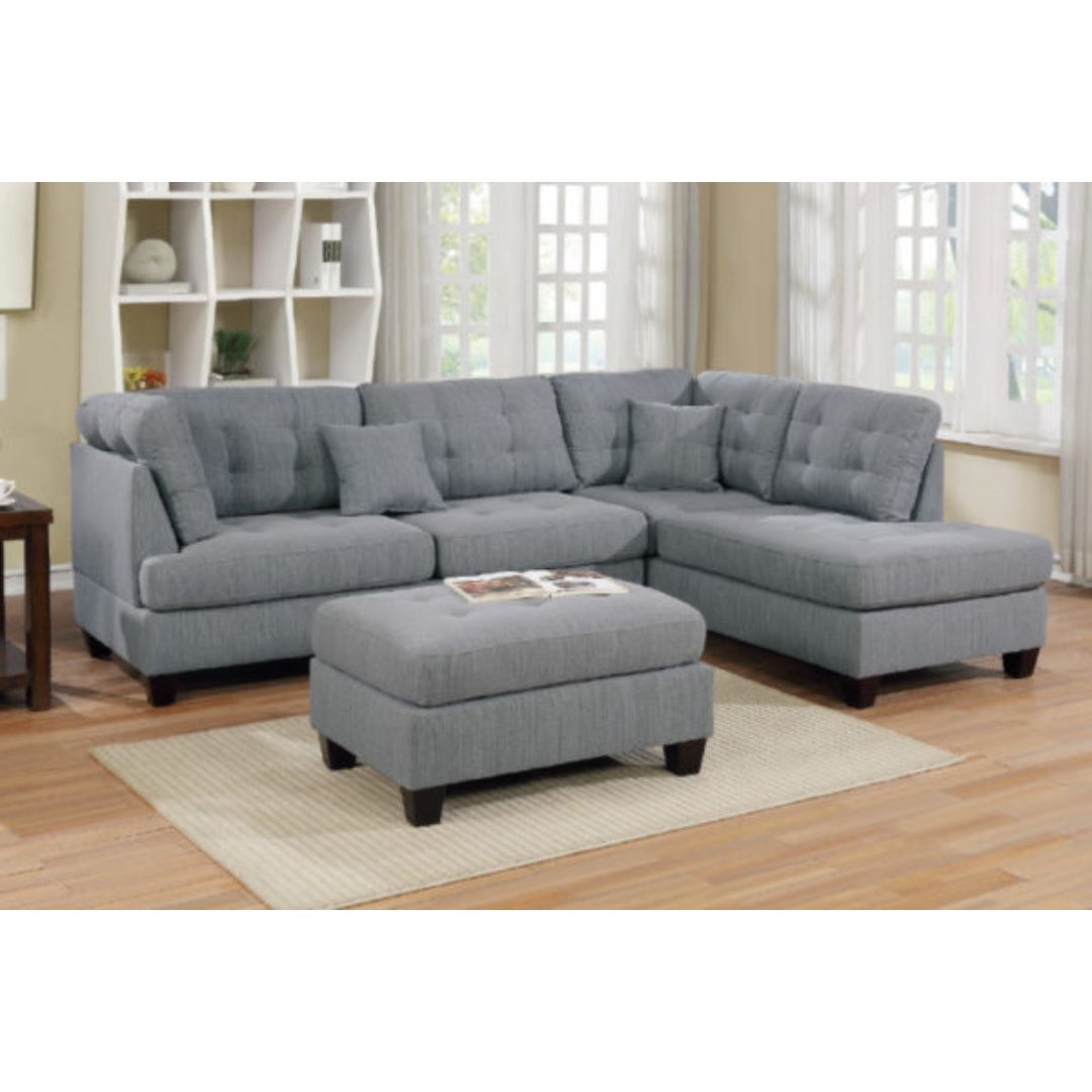 Gray Sectional Sofa With Ottoman